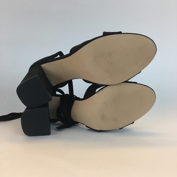 Loft lace up black suede leather block heel sandal - Picture 5 of 8